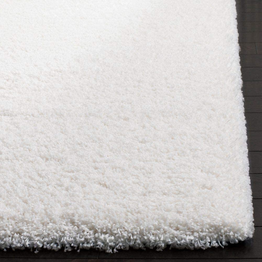White Shaggy Rug – Extra Soft Microfiber Hand-Tufted Carpet for Living Room – Soft Feel with Anti-Skid Rubber Backing