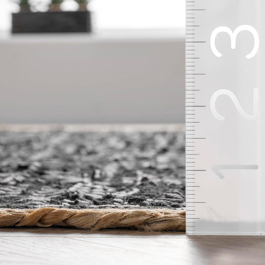 Rugsmore Rugs - Hand Made Natural & Black Double Patta Jute Area Rug.