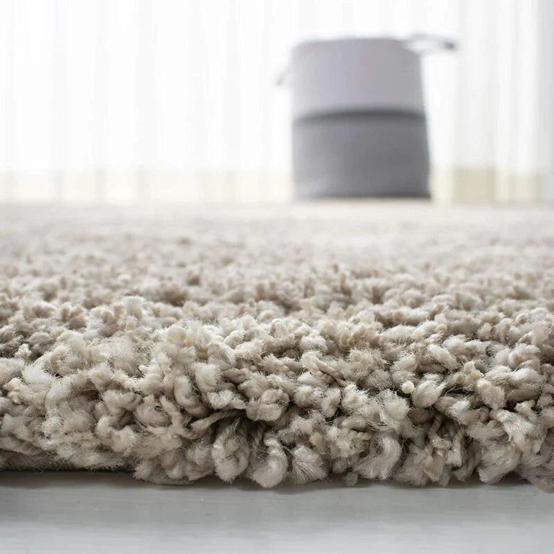 Micro Plain Beige with Grey Soft Modern Shaggy Rug – Soft Feel with Anti-Skid Rubber Backing