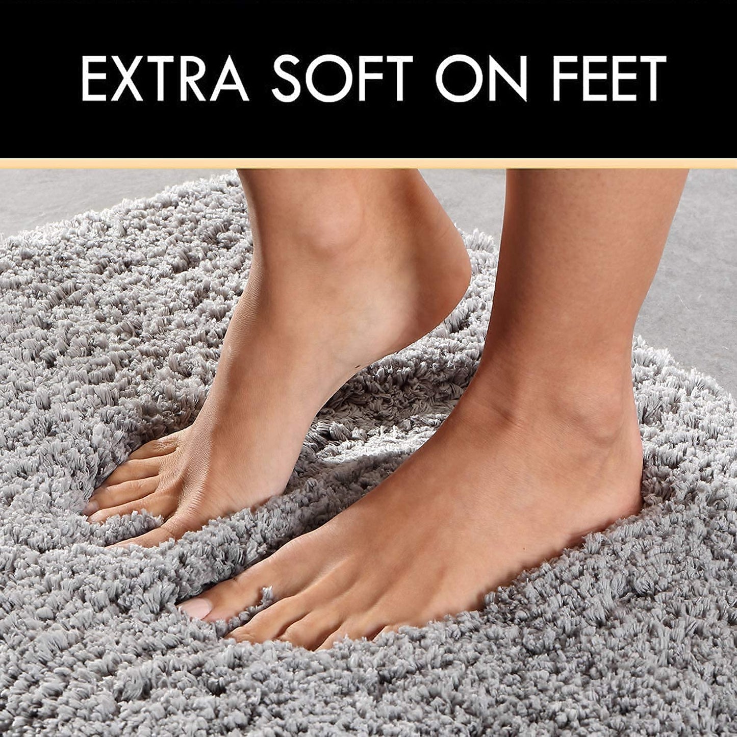 Premium Plain Silver Grey Fluffy Microfiber Rug – Silk Touch & Super Soft – Anti-Skid Rubber Base