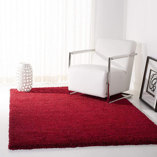 Luxury Red Plain Micro Fluffy Carpet – Extra Soft with Anti-Skid Rubber Backing