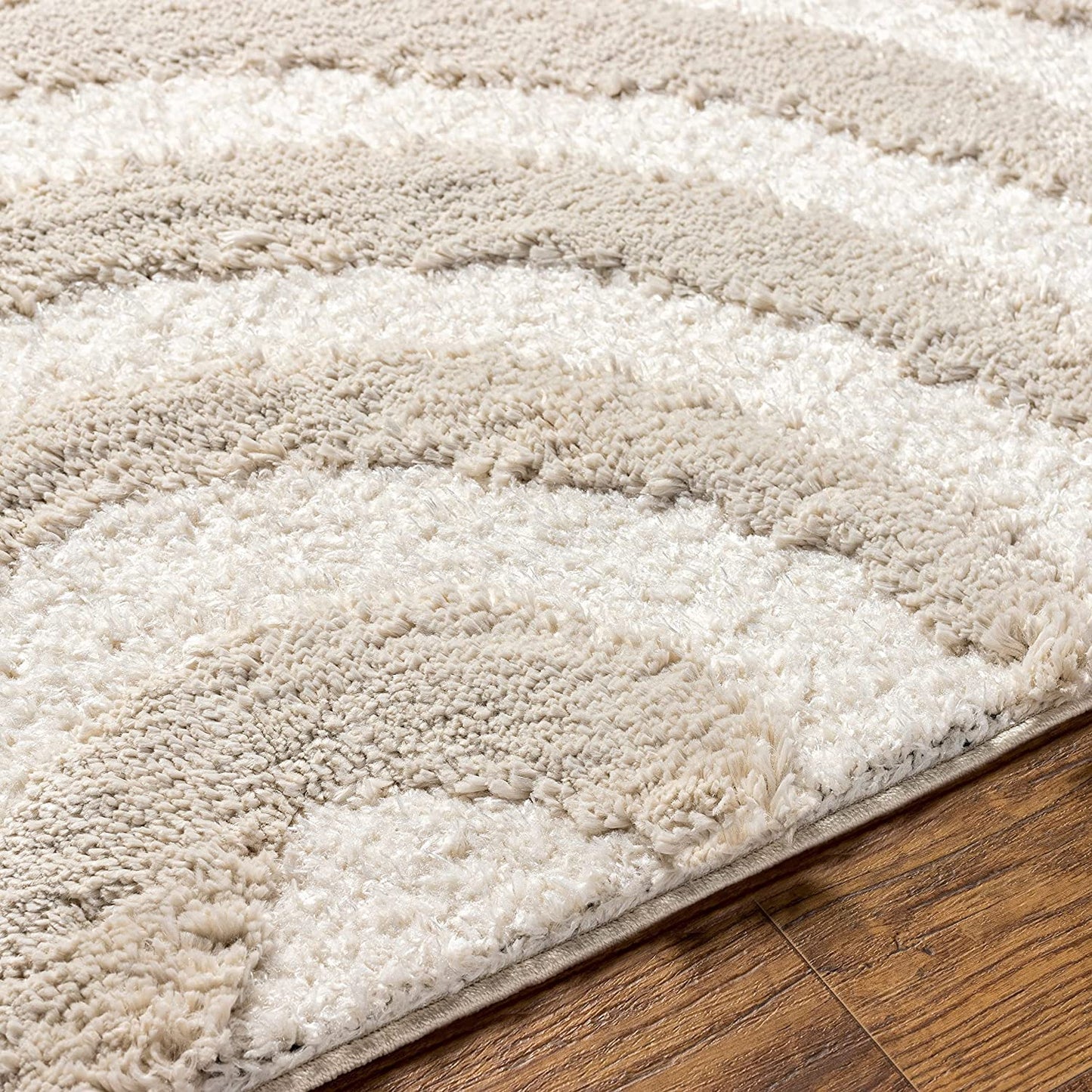 Beige and Ivory Extra Soft Luxury Fluffy Area Rug – Ideal for Living Room, Bedroom, Childroom & Hall – Soft Touch & Anti-Skid Backing