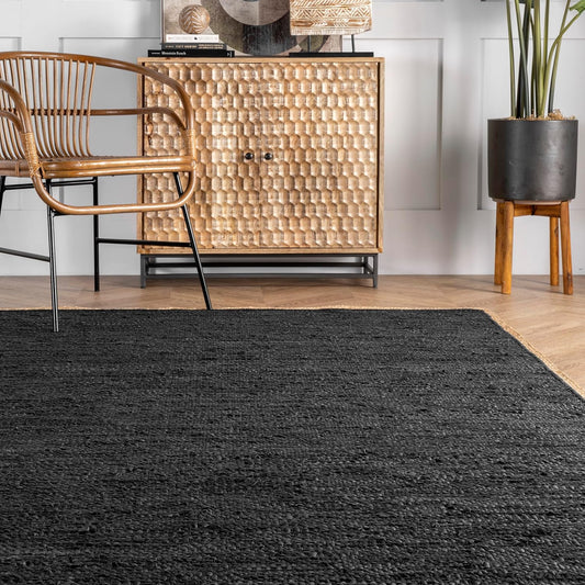 Rugsmore Rugs - Natural & Black Double Border Jute Area Rug.