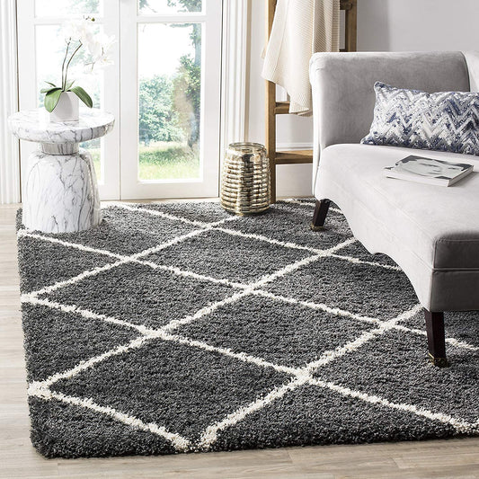 Black & White Premium Microfiber Carpet – Soft Feel with Anti-Skid Rubber Backing