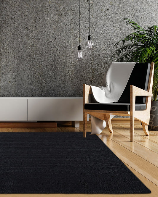 Braided Natural Black Jute Ecofriendly Carpet Rectangular-Boho Collection -premium Look-Multiple Sizes