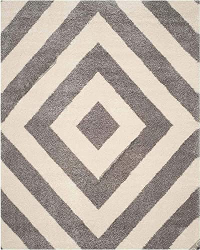 Elegant Cream and Grey Fluffy Moroccan Diamond Rug – Soft Touch with Anti-Slip Rubber Backing