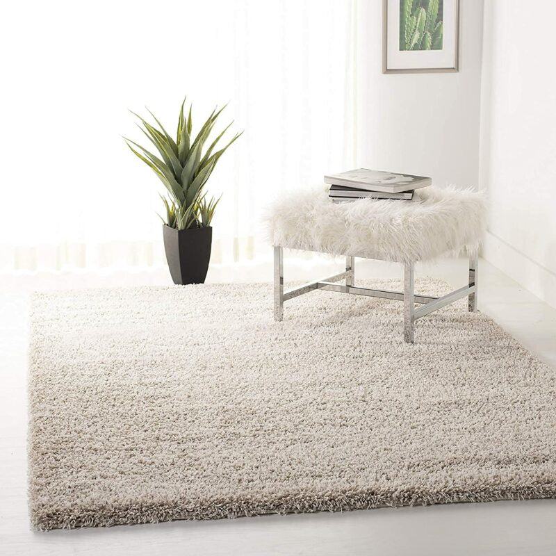 Premium Beige & Ivory Mix Microfiber Carpet – 2-Inch Pile, Luxurious Soft Touch, Anti-Skid Base