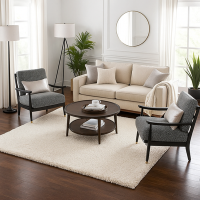 Plain Cream Microfiber Carpet – Soft Feel with Anti-Skid Rubber Backing