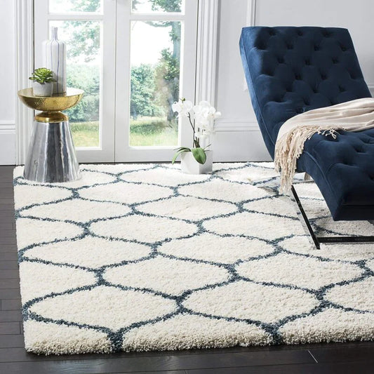 Cream And Grey Micro Moroccan Lattice Carpet