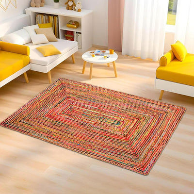 Modern Braided Rug in Multicolour Cotton Chindi Handmade & Hand washable Rug