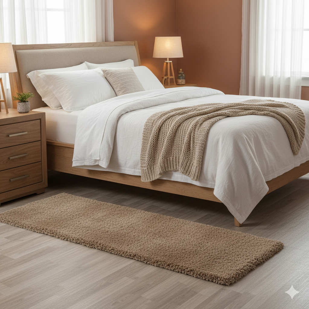 Skin Beige Plain Beautiful Premium Micro Runner - Soft Feel, Anti-Skid Rubber Backing