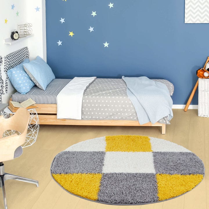 Multicolor Soft Microfiber Fluffy Premium Round Shaggy Rug - Soft Feel with Anti-Skid Rubber Backing
