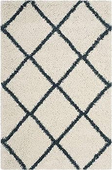 Premium Cross Pattern Soft Microfiber Carpet – Ivory & Grey – Soft Feel & Anti-Skid Rubber Backing