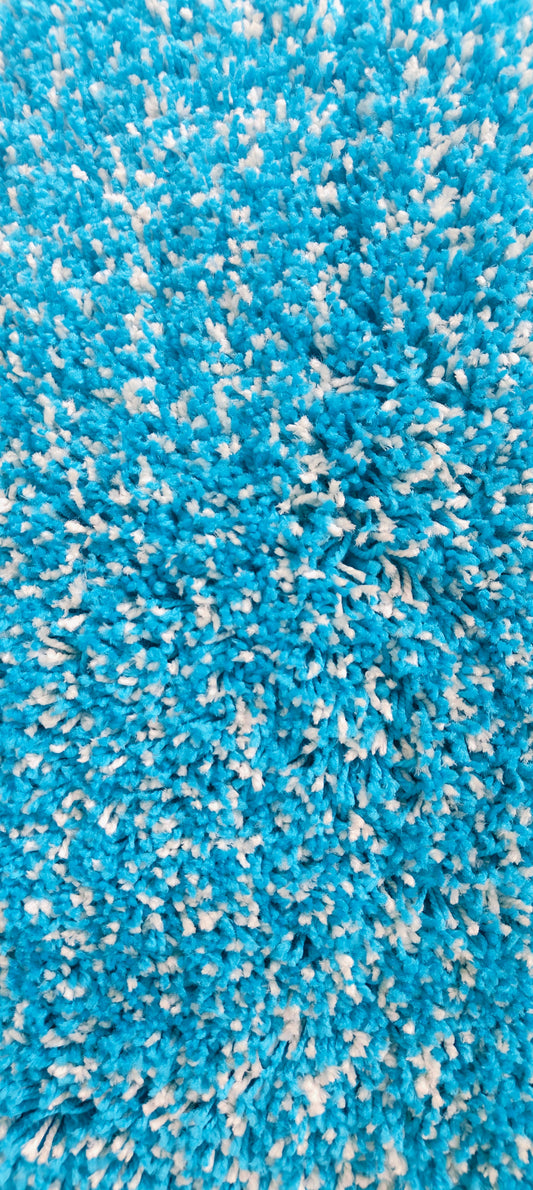 Sky Blue & White Shaggy Carpet – Soft Feel with Anti-Skid Rubber Backing