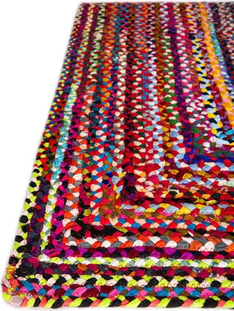 Modern Braided Rug in Multicolour Cotton Chindi Handmade & Hand washable Rug