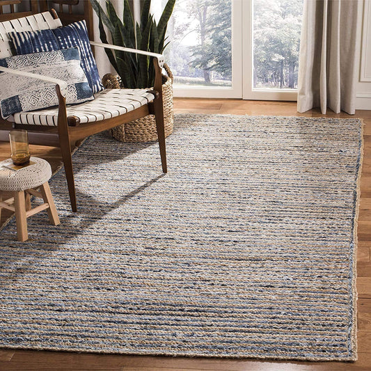 Braided Natural Jute and Denim Area carpet