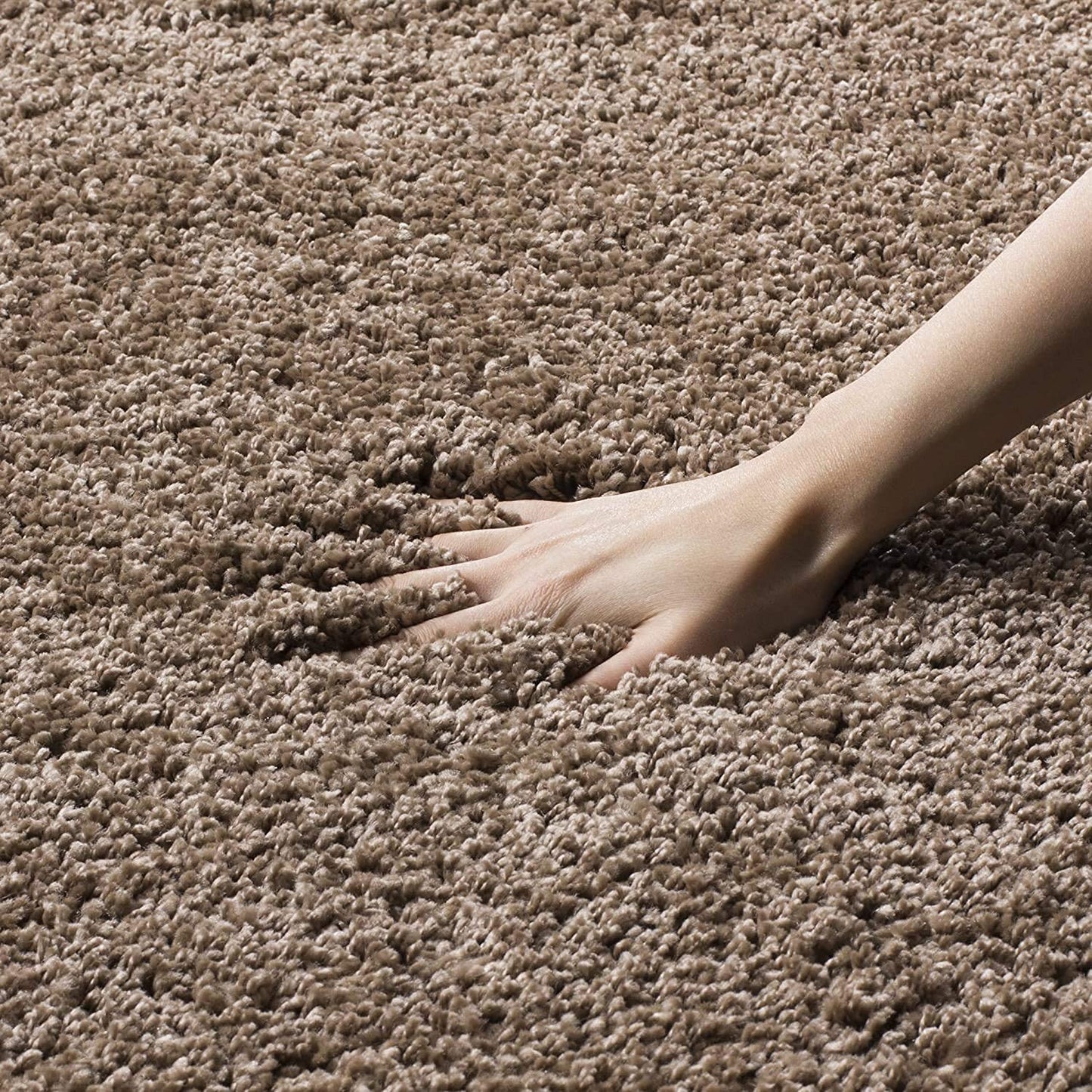 Ivory with Beige Colour Diamond Shaggy Rug