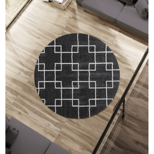 Black Extra Soft Microfiber Round Carpet – Soft Feel with Anti-Skid Rubber Backing