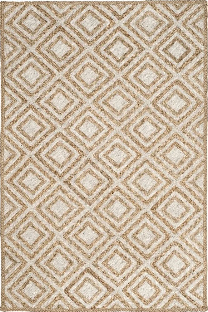Braided Natural White Daimond jute hand-woven Area Rug.