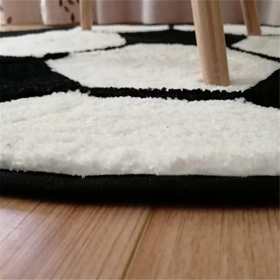 Round Shaggy Football Carpet – Soft Feel with Anti-Skid Rubber Backing