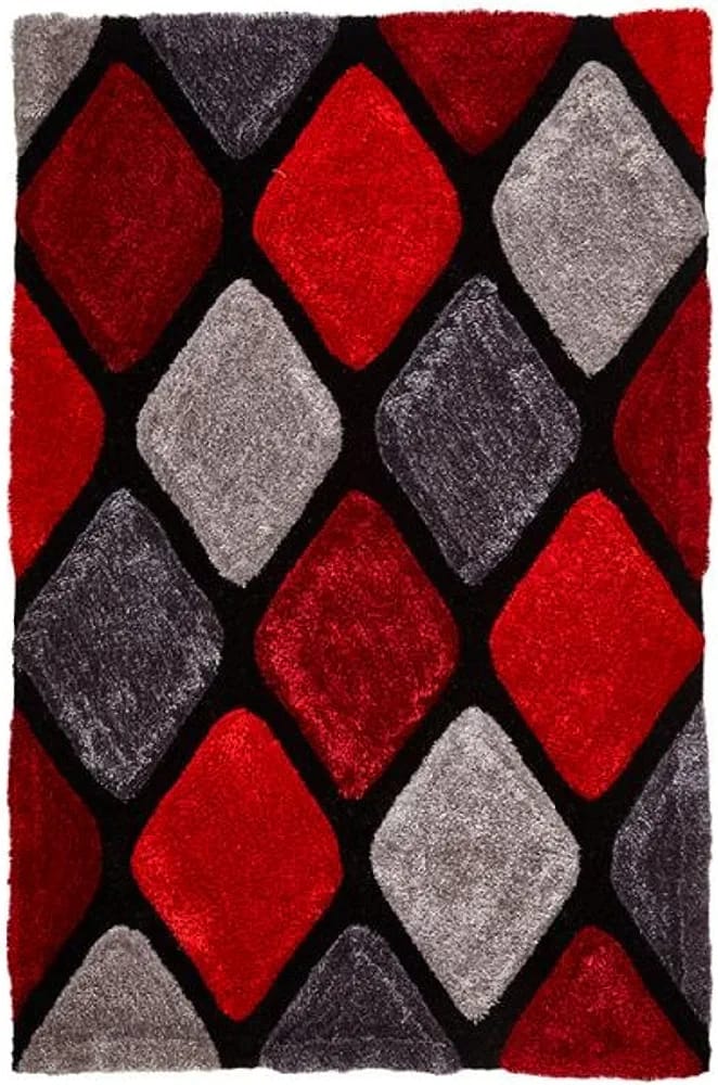 Multi Colour Luxurious 3D Shaggy Rug - Soft Feel with Anti-Skid Rubber Backing