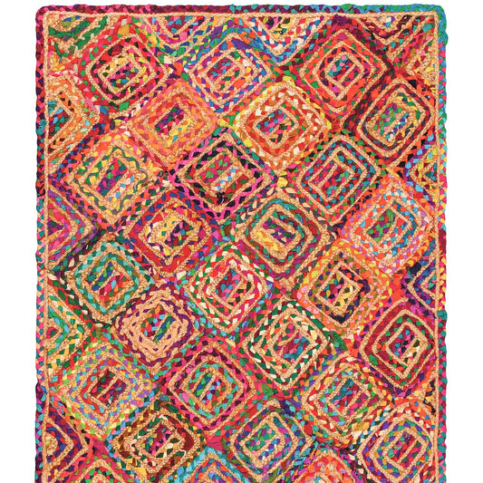 Diamond Weave Jute and Cotton Chindi Rug