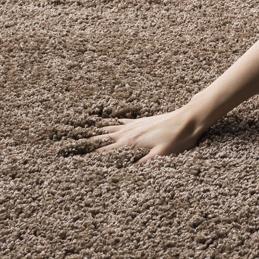 Beige Soft Microfiber Round Carpet – Premium Quality & Anti-Skid Rubber Backing