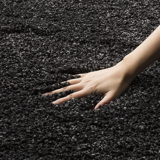 Micro Plain Black Soft Round Carpet – Premium Luxury Carpet – Soft Feel with Anti-Skid Rubber Backing