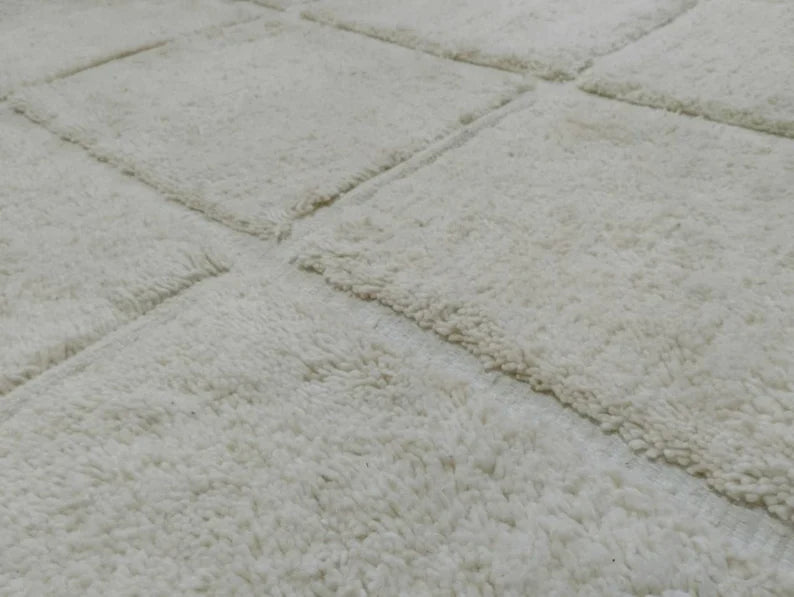 Aqua and Ivory Moroccan Premium Design Microfiber Carpet – Soft Feel & Anti-Skid Rubber Backing