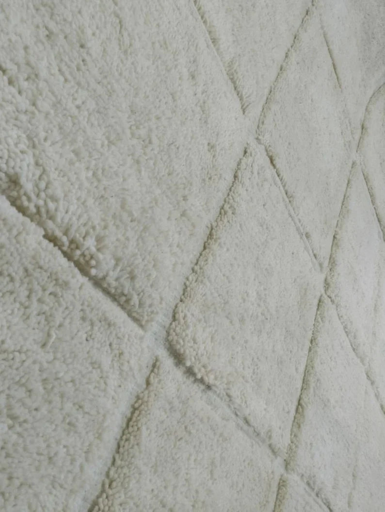 Aqua and Ivory Moroccan Premium Design Microfiber Carpet – Soft Feel & Anti-Skid Rubber Backing