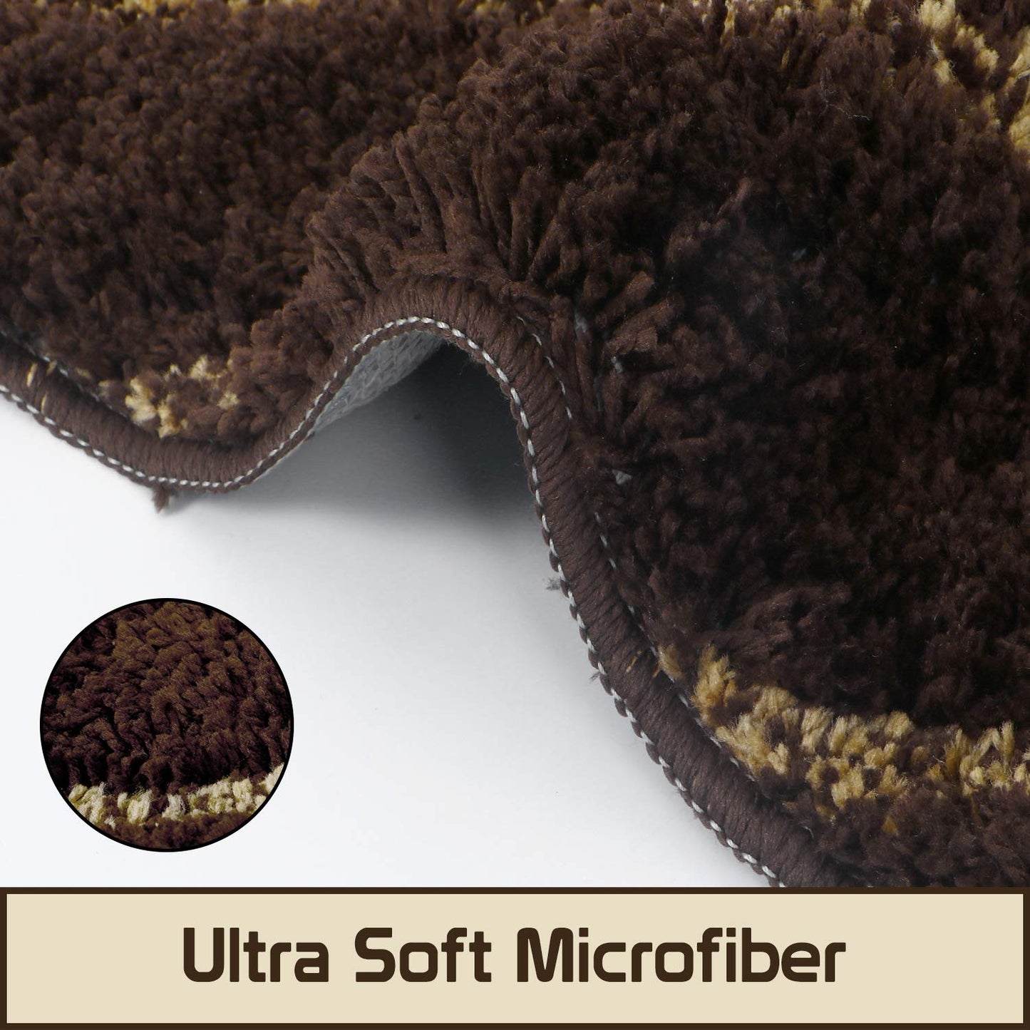 Coffee & Beige Hand crafted super Soft Bedside Runner - Soft Feel, Anti-Skid Rubber Backing