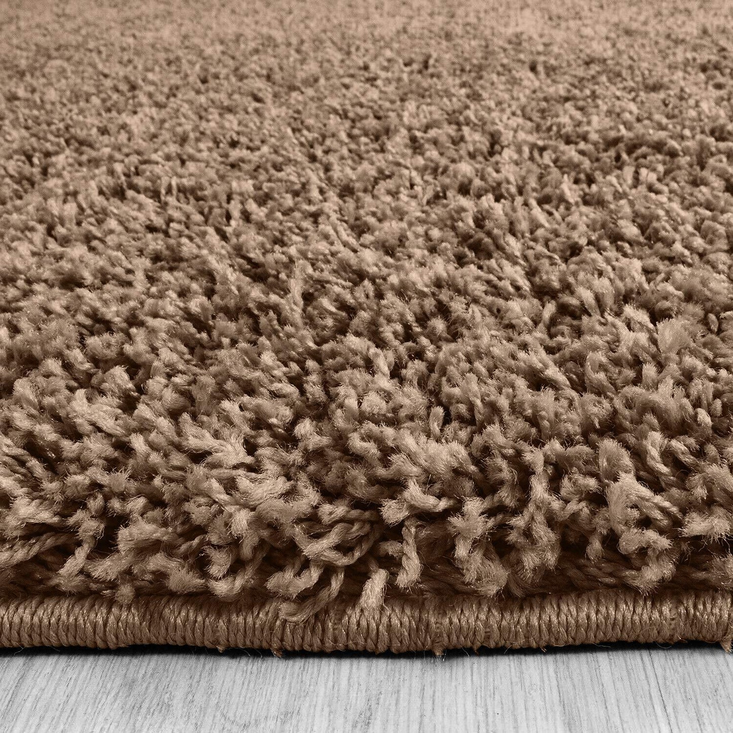 Plain Coffee Brown Shaggy Microfiber Carpet – Soft Feel with Anti-Skid Rubber Backing