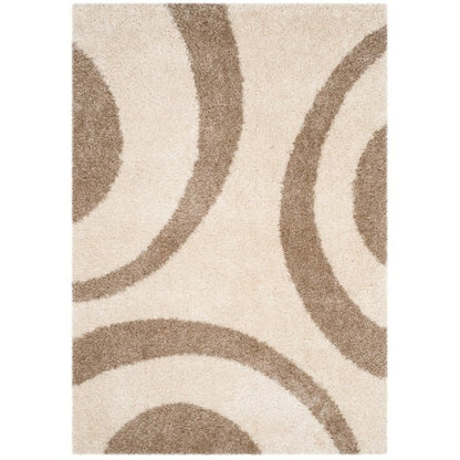Ivory with Beige Zebra Shaggy Rug – Soft Feel with Anti-Skid Rubber Backing, Microfiber Hand Tufted