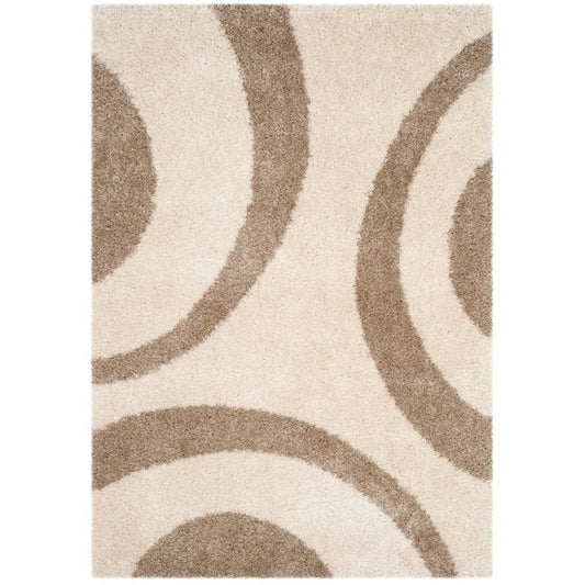 Ivory with Beige Zebra Shaggy Rug – Soft Feel with Anti-Skid Rubber Backing, Microfiber Hand Tufted