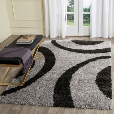 Black & Grey Abstract Pattern Microfiber Carpet – Luxurious Soft Touch, Anti-Skid Base
