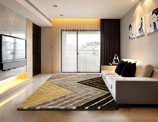 Multicolour 3D Zigzag Shaggy Microfiber Rug – Soft Feel with Anti-Skid Rubber Backing