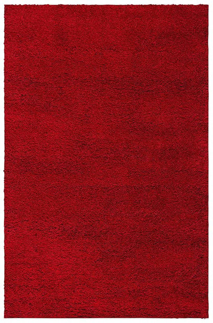 Plain Red Fluffy Rug – Gorgeous Super Soft 2-Inch Pile Microfiber Silk Touch with Anti-Skid Rubber Base