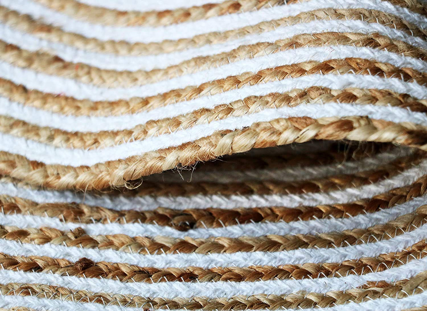 Natural Jute and Cotton Ecofriendly Round Carpet.