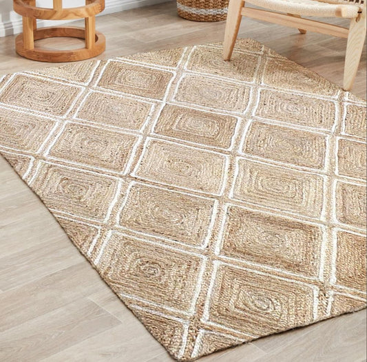 Rugsmore Rugs Collection-Natural jute Diamond Design Rug.
