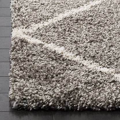 Diamond Cross Super Soft Microfiber Silk Touch Rugs Grey With Ivory Living Area Rug - Soft Feel with Anti-Skid Rubber Backing