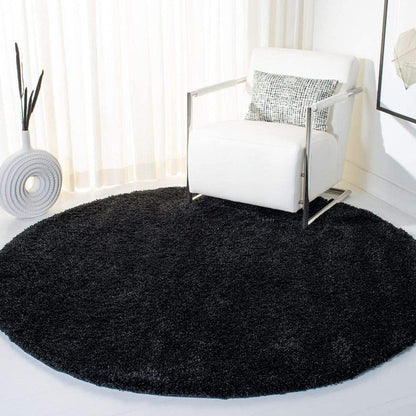 Micro Plain Black Soft Round Carpet – Premium Luxury Carpet – Soft Feel with Anti-Skid Rubber Backing