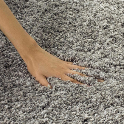 Premium Plain Grey Round Shaggy Carpet – Soft Touch & Anti-Skid Base