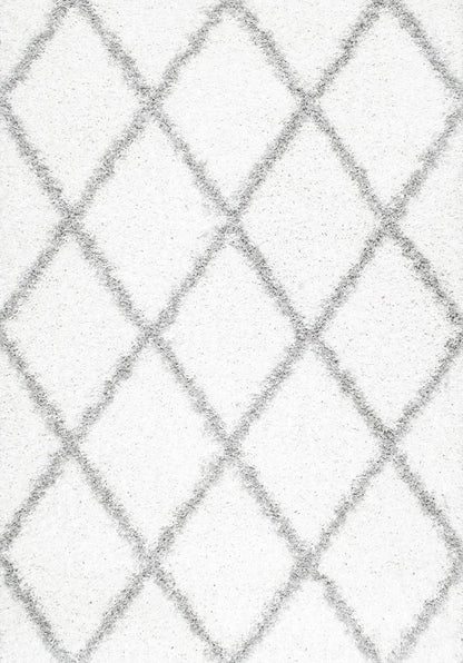 Premium Handmade Tufted Microfiber Carpet – Ivory & Grey Line – Soft Touch & Anti-Skid Base