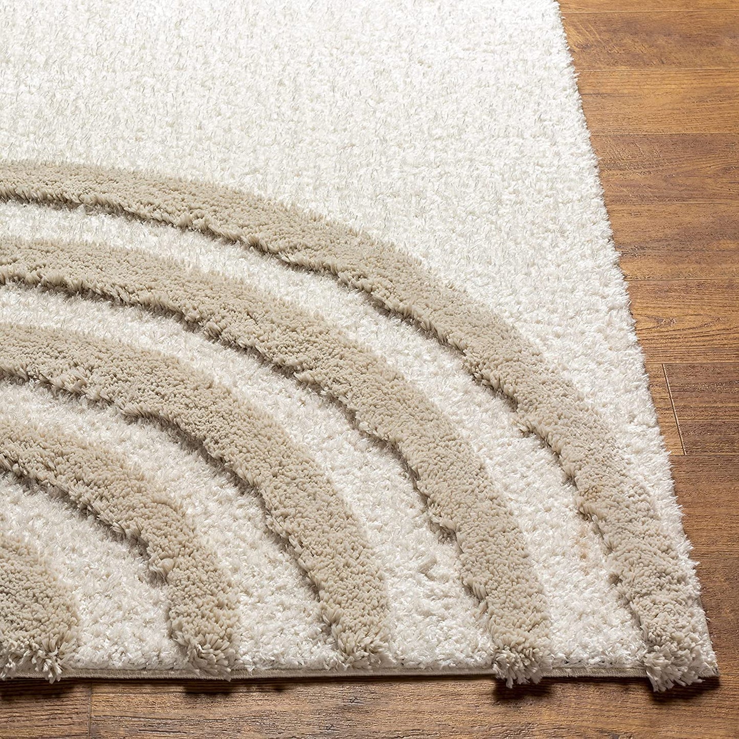 Beige and Ivory Extra Soft Luxury Fluffy Area Rug – Ideal for Living Room, Bedroom, Childroom & Hall – Soft Touch & Anti-Skid Backing