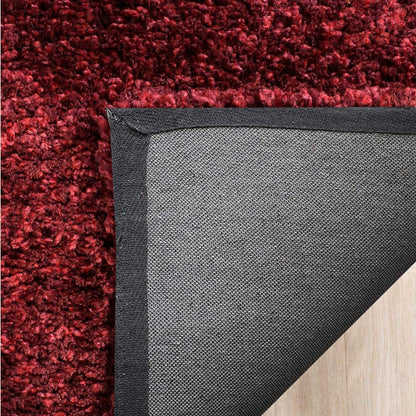 Elegant Red & Ivory Lines Diamond Shaggy Rug – Microfiber Carpet for Bedroom – Soft Touch with Anti-Slip Base