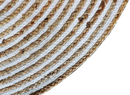 Natural Jute and Cotton Ecofriendly Round Carpet.
