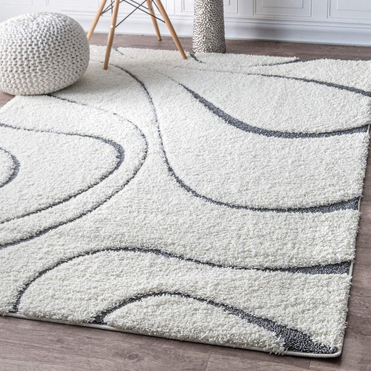 Elegant Ivory with Grey Double Shade Micro Weave Rug – Soft Touch with Anti-Slip Rubber Backing