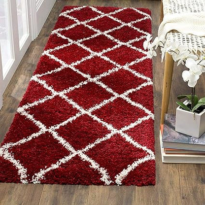 Red & Ivory Beautiful Premium Micro Runner - Soft Feel, Anti-Skid Rubber Backing