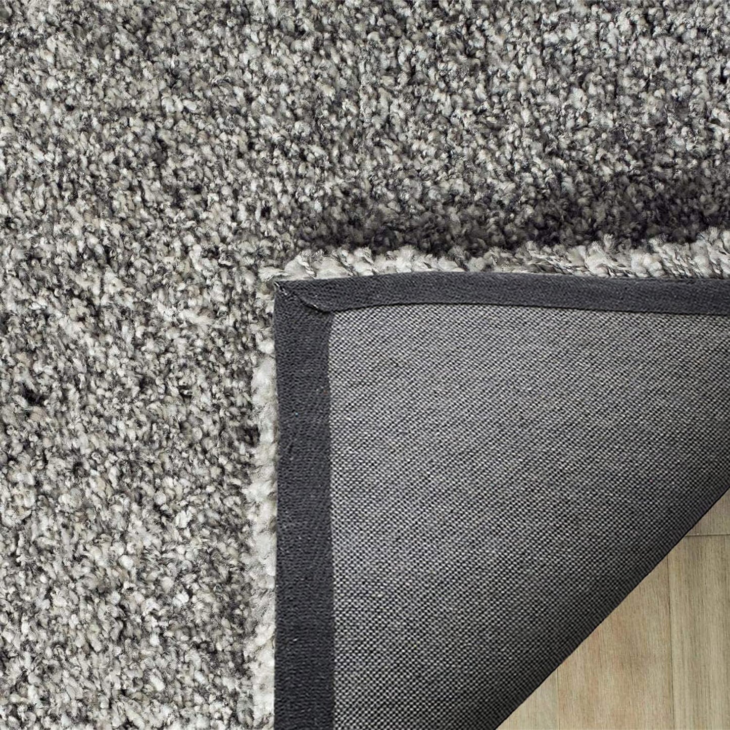 Ivory & Grey Micro Shaggy Rug – Luxurious Hand-Tufted Microfiber Carpet – Soft Feel with Anti-Skid Rubber Backing