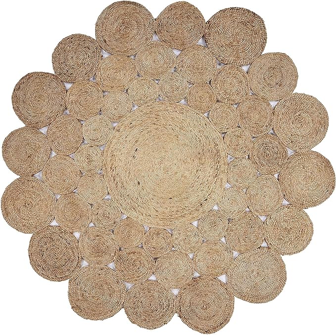 Natural jute round Braided  Area Rug.